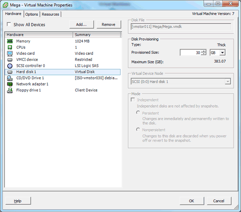 vSphere settings