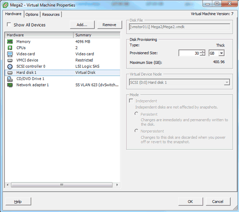 vSphere settings