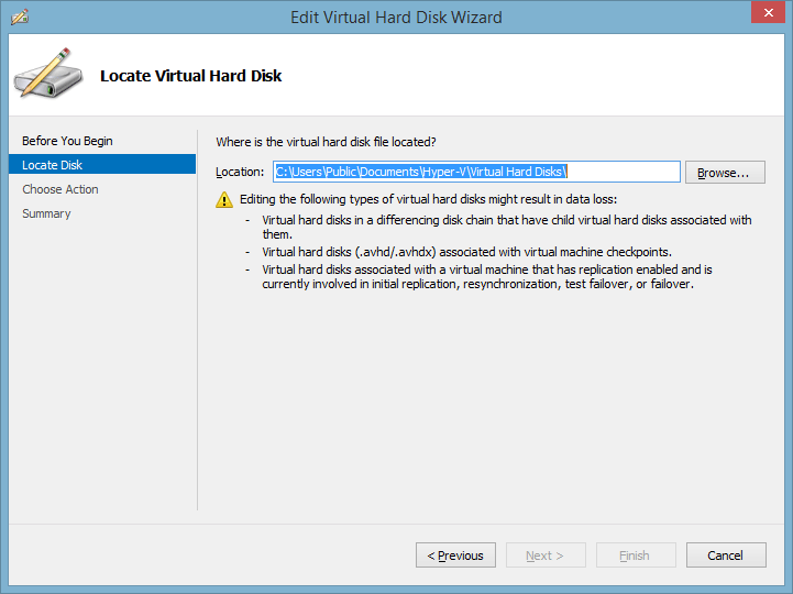 Edit Virtual Hard Disk Wizard - Locate Disk