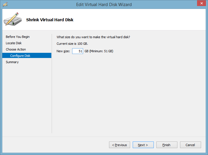 Edit Virtual Hard Disk Wizard - Configure Disk