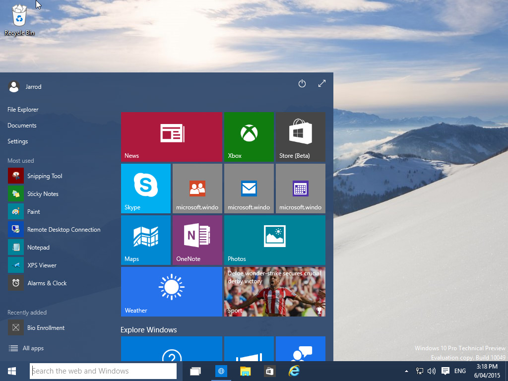 Microsoft Windows 10 Start Menu