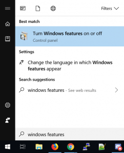 Turn Windows features on or off