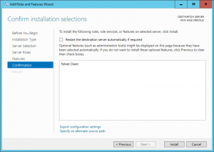 Windows Server 2016 Confirm Installation