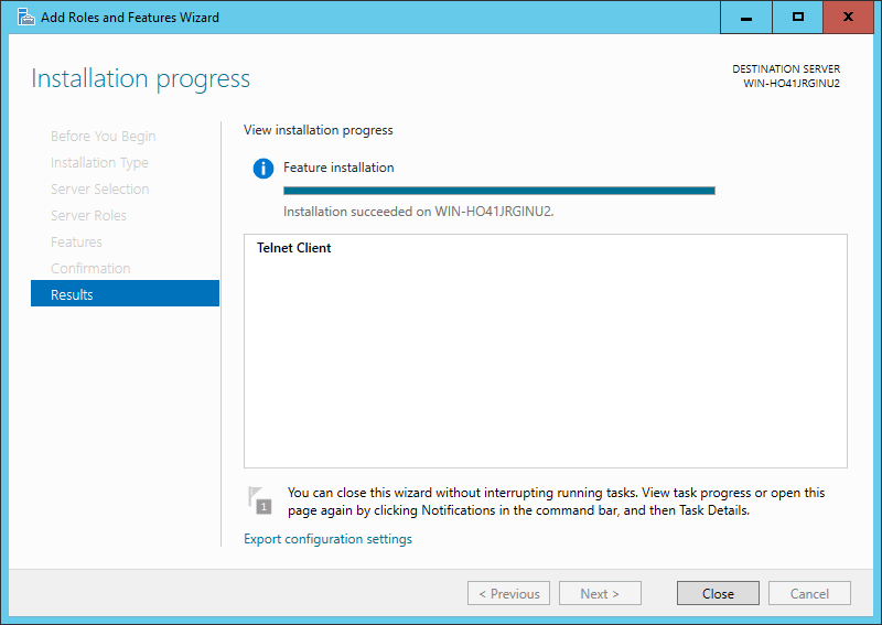 Windows Server 2016 Installation Results