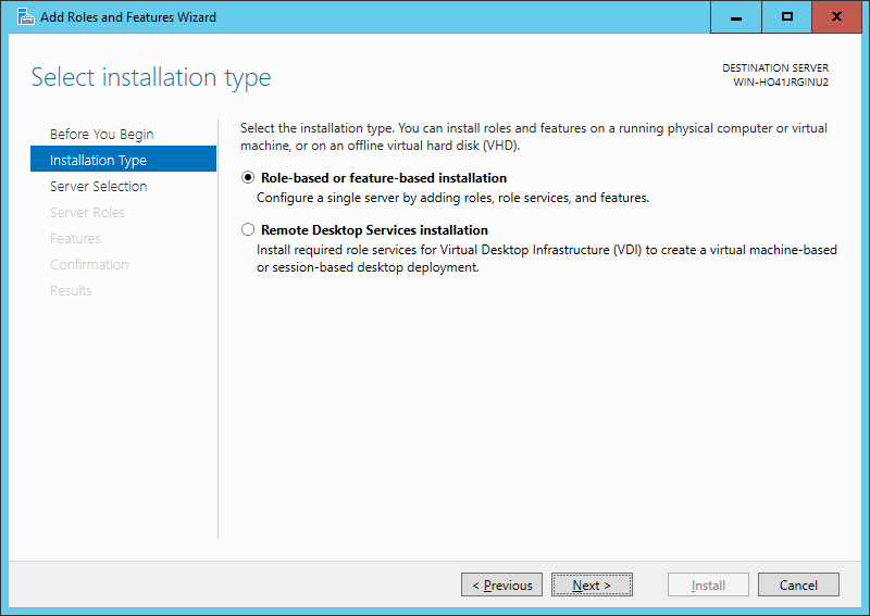 Windows Server 2016 Server Installation Type