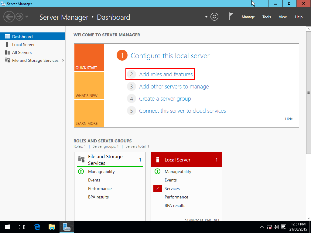 Windows Server 2016 Server Manager
