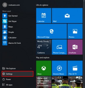 Windows 10 start menu