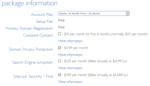 Bluehost WordPress Hosting Package Information