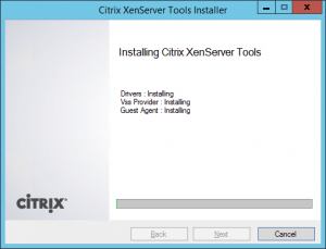 XenServer Tools Installation Stuck - Installing Citrix XenServer Tools Drivers : Installing Vss Provider : Installing Guest Agent : Installing