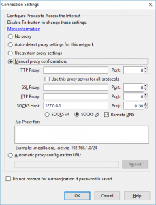 TOR Browser Proxy Network Settings