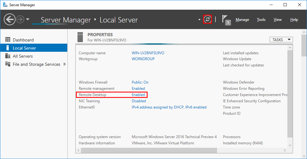 Enable Remote Desktop Server Manager Check Status