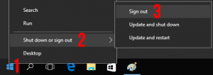 start menu sign out