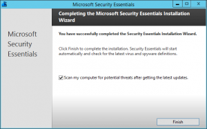 Microsoft Security Essentials Installation Complete