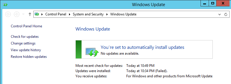 No Windows Updates Available For Microsoft Security Essentials