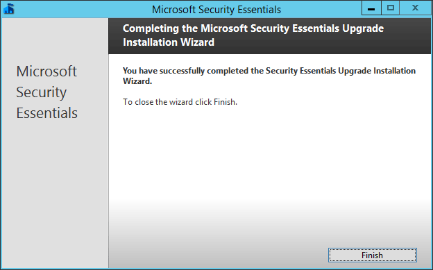 Microsoft Security Essentials Update Wizard Complete