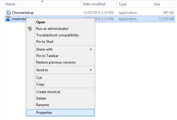 mseinstall.exe properties