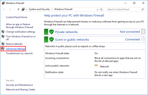 Windows Firewall Advanced Settings