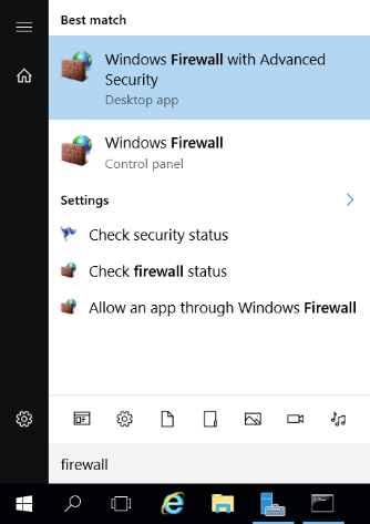 Windows Server 2016 Start Menu - Advanced Firewall