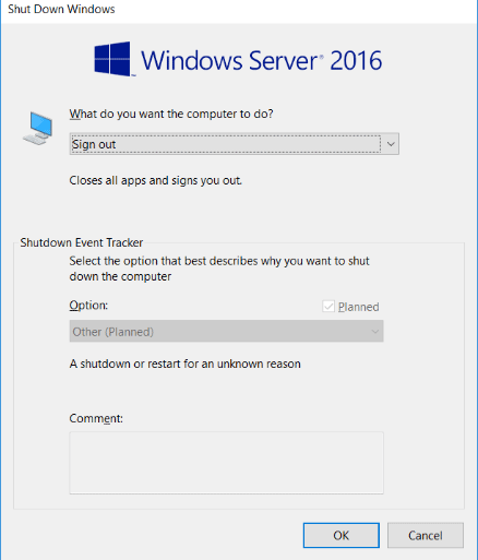 Sign Out Of Windows Server 2016