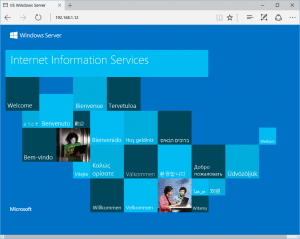 Windows Server 2016 IIS default web page