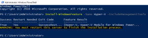 Install Hyper-V With PowerShell - Windows Server 2016