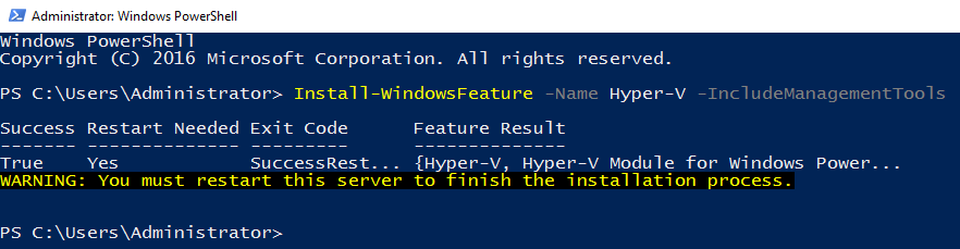 Install Hyper V Using Powershell On Windows 2016 Windows Server