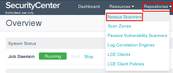 SecurityCenter Repositories Nessus Scanners