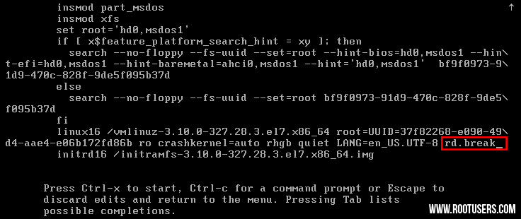 Linux Reset Root Password Grub Options