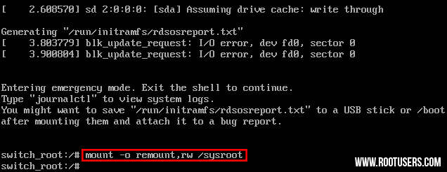 Linux Reset Root Password Remount read/write