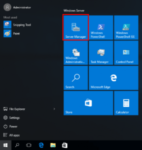 Server Manager Windows Server 2016
