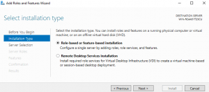 Select Installation Type Windows Server 2016