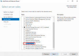 Select Server Roles - Windows Server 2016