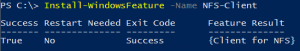 Install-WindowsFeature NFS-Client Windows Server 2016