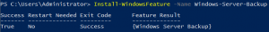 Install-WindowsFeature cmdlet Windows Server Backup Feature