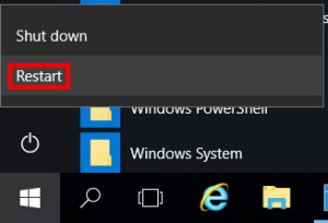 Restart Windows Server 2016 Through GUI