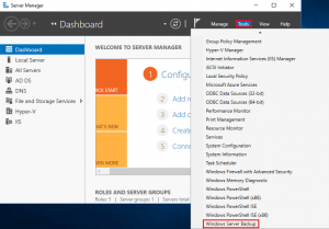 Server Manager Tools Menu
