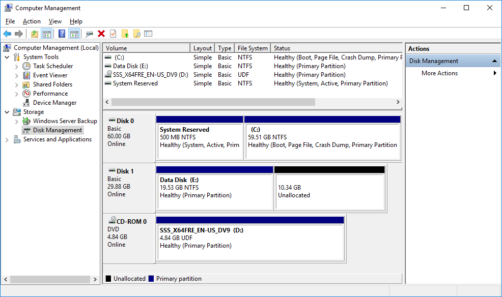 Unallocated Disk Space