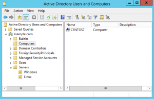 Active Directory Users and Computers - Linux Computer Object