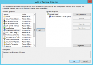 Adding local users and groups mmc snap-in