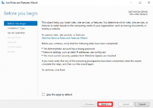 Add Roles and Features Wizard - Before you begin