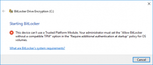 BitLocker No TPM Error