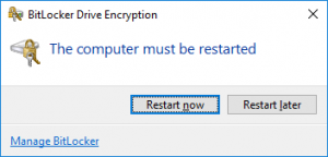 BitLocker Restart For System Check