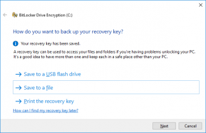 Save BitLocker Recovery Key