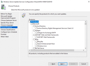 WSUS Configuration Wizard - Choose Products