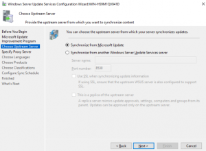 WSUS Configuration Wizard - Choose Upstream Server