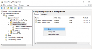 Create New Group Policy Object