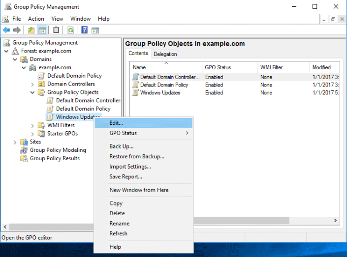 Edit Group Policy Object