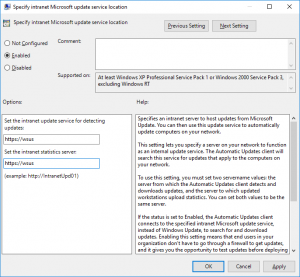 GPO Specify WSUS Intranet Server