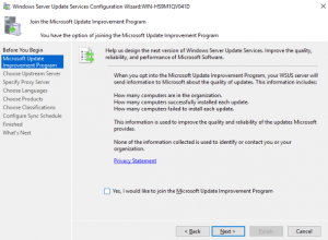 WSUS Configuration Wizard - Join Microsoft Update Improvement Program