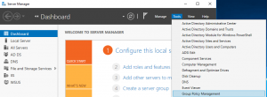 Server Manager - Group Policy Management